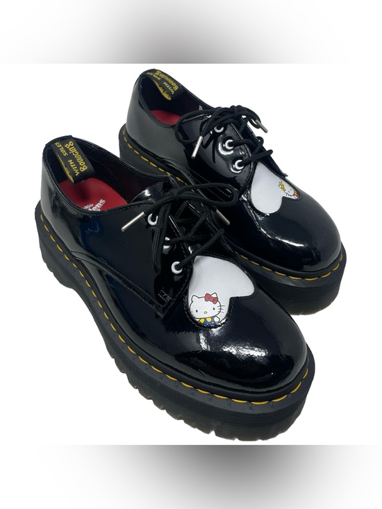 Dr. Martens Shoes - Dr. Martens x Hello Kitty 1461 Quad Platform Black Leather Shoes Women's Size 8